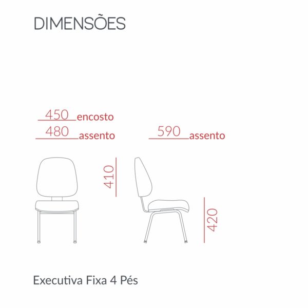 Cadeira Executiva Fixa 04 Pés Premium