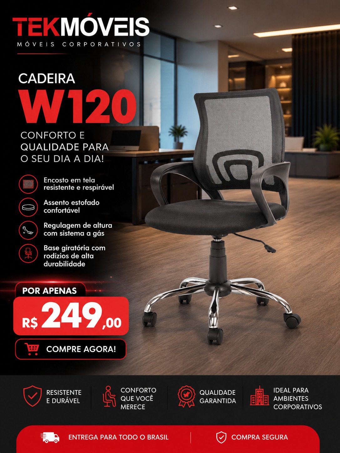 CADEIRA EXECUTIVA TELA W120
